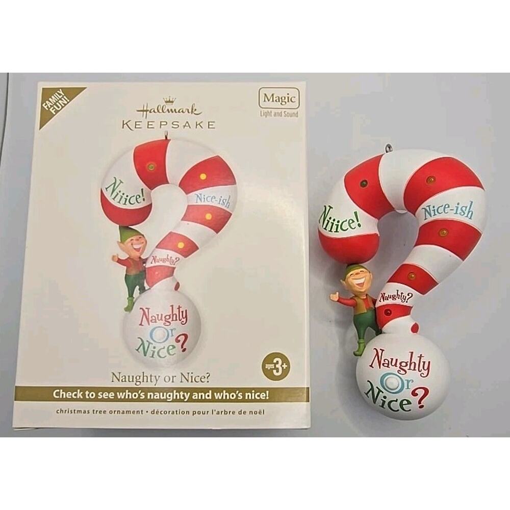2012 Hallmark Ornament Naughty or Nice Magic Light Sound New U64